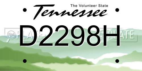 D2298H Tennessee License Plate