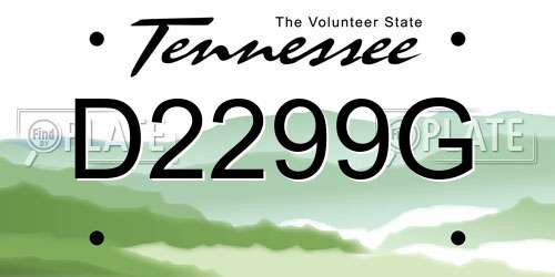 D2299G Tennessee License Plate