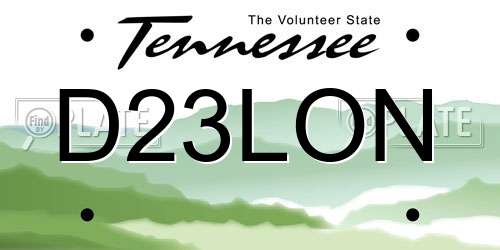 D23LON Tennessee License Plate