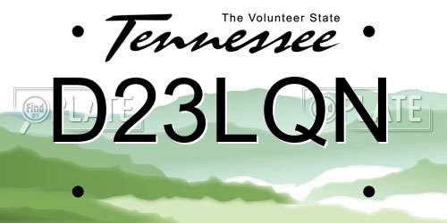 D23LQN Tennessee License Plate