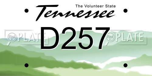 D257 Tennessee License Plate