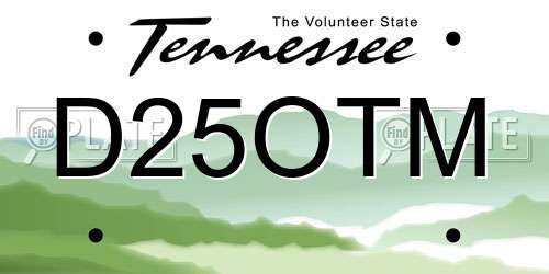 D25OTM Tennessee License Plate