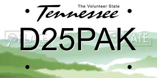 D25PAK Tennessee License Plate