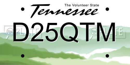D25QTM Tennessee License Plate