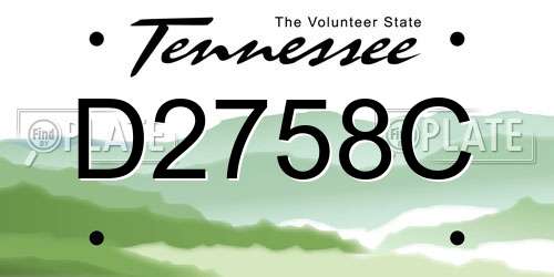 D2758C Tennessee License Plate