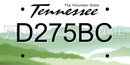 D275BC Tennessee License Plate