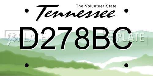 D278BC Tennessee License Plate
