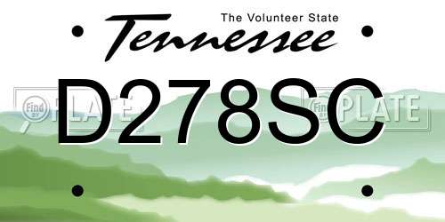 D278SC Tennessee License Plate