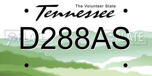 D288AS Tennessee License Plate