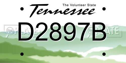D2897B Tennessee License Plate
