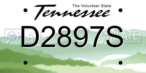 D2897S Tennessee License Plate