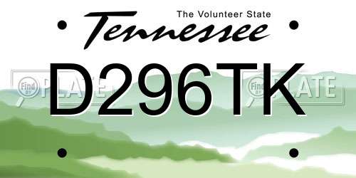 D296TK Tennessee License Plate