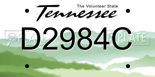 D2984C Tennessee License Plate