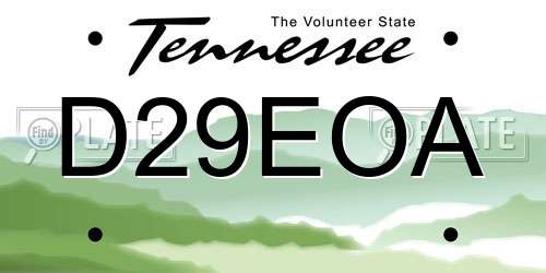 D29EOA Tennessee License Plate