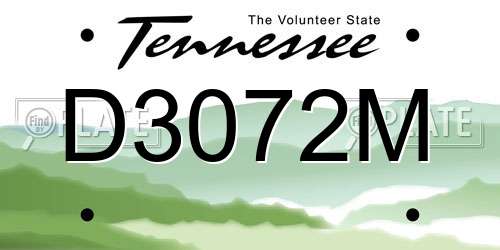 D3072M Tennessee License Plate
