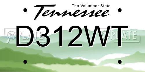 D312WT Tennessee License Plate