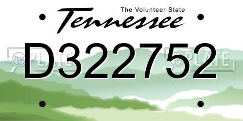 D322752 Tennessee License Plate