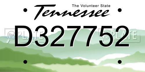 D327752 Tennessee License Plate