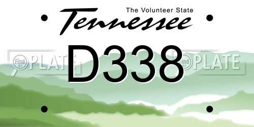 D338 Tennessee License Plate