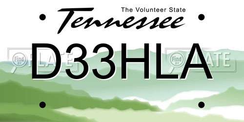 D33HLA Tennessee License Plate