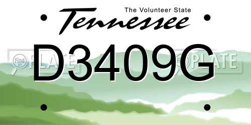 D3409G Tennessee License Plate
