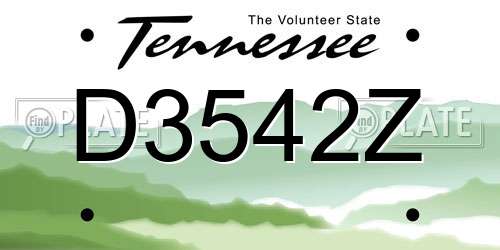 D3542Z Tennessee License Plate