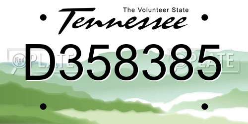 D358385 Tennessee License Plate