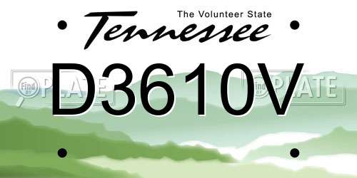 D3610V Tennessee License Plate