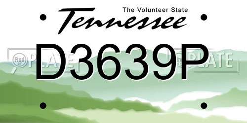 D3639P Tennessee License Plate