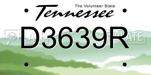 D3639R Tennessee License Plate