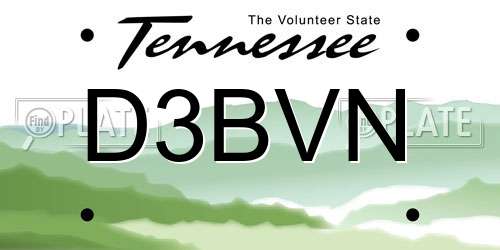 D3BVN Tennessee License Plate