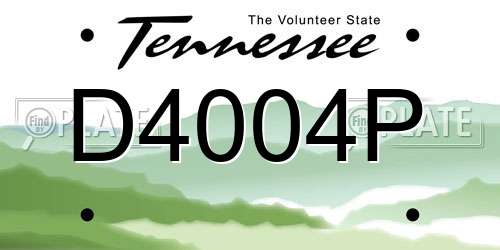 D4004P Tennessee License Plate