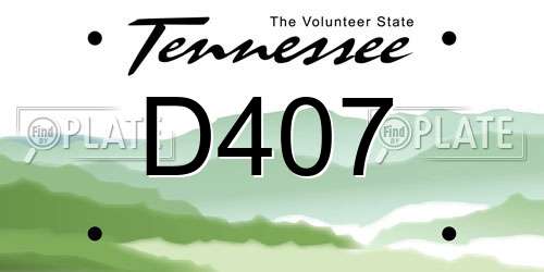 D407 Tennessee License Plate
