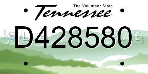 D428580 Tennessee License Plate