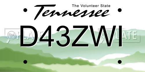 D43ZWI Tennessee License Plate