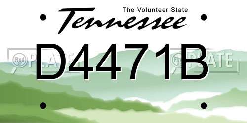 D4471B Tennessee License Plate