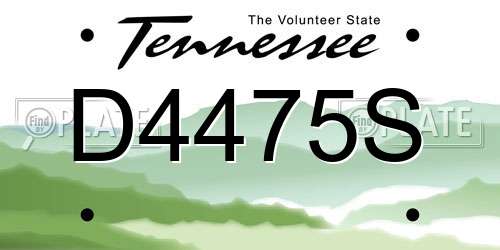 D4475S Tennessee License Plate