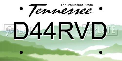 D44RVD Tennessee License Plate