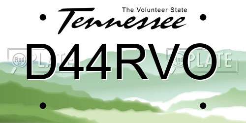 D44RVO Tennessee License Plate