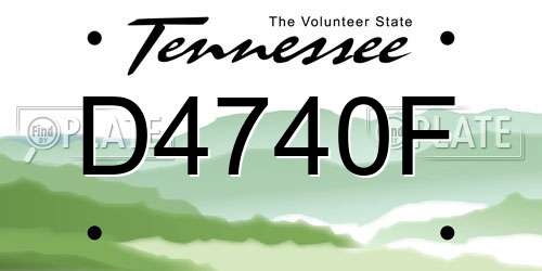 D4740F Tennessee License Plate