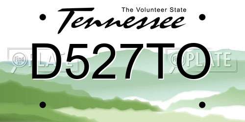 D527TO Tennessee License Plate