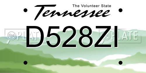D528ZI Tennessee License Plate