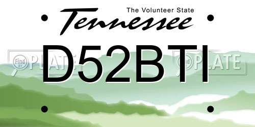 D52BTI Tennessee License Plate