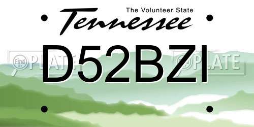 D52BZI Tennessee License Plate