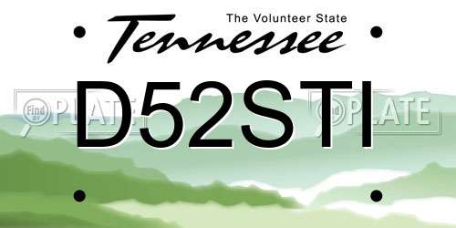 D52STI Tennessee License Plate