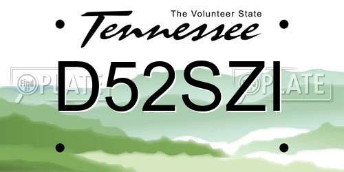 D52SZI Tennessee License Plate