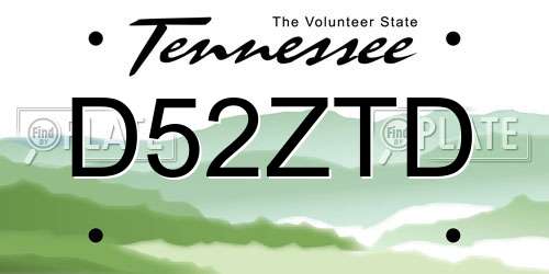 D52ZTD Tennessee License Plate