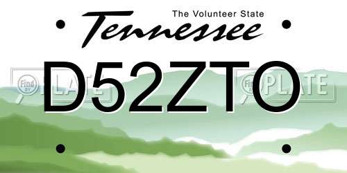 D52ZTO Tennessee License Plate