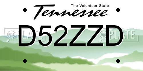 D52ZZD Tennessee License Plate