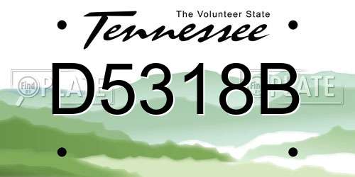 D5318B Tennessee License Plate